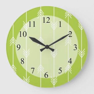 Grande Horloge Ronde Motif Flèche verte de printemps