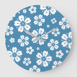 Grande Horloge Ronde Motif Fleurs 5