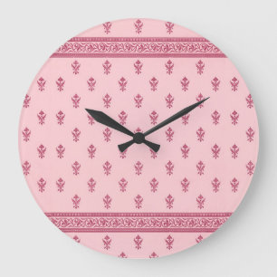 Grande Horloge Ronde Motif floral rose