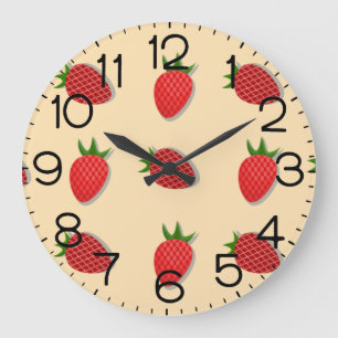 Grande Horloge Ronde Motif fraise pour des fruits ambiance estivale bon