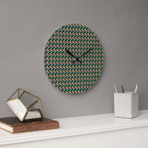 Grande Horloge Ronde Motif géométrique abstrait entrelacé gras 1280