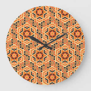 Grande Horloge Ronde Motif géométrique au sol italien, mosaïque vintage