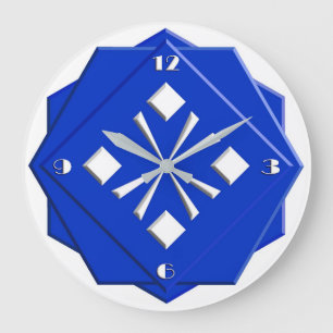 Grande Horloge Ronde Motif géométrique bleu saphir Art déco