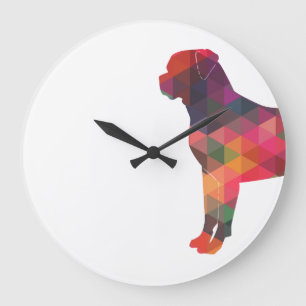 Grande Horloge Ronde Motif géométrique couleur Rottweiler Silhouette