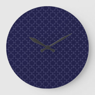 Grande Horloge Ronde Motif géométrique islamique bleu foncé