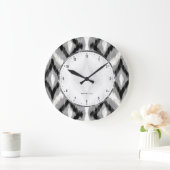 Grande Horloge Ronde Motif Géométrique Noir Blanc Et Gris Ikat (Maison)