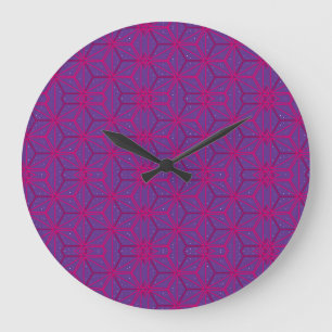 Grande Horloge Ronde Motif géométrique rétro rose