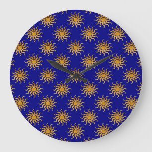 Grande Horloge Ronde Motif Golden Sun par Shirley Taylor