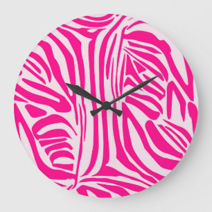 Grande Horloge Ronde Motif imprimé zèbre rose