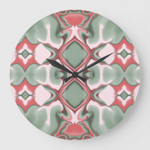 Grande Horloge Ronde Motif kaléidoscope diamant rose et vert