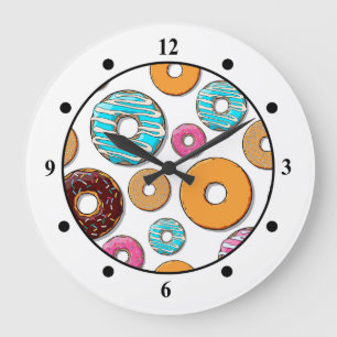 Grande Horloge Ronde Motif lunatique de beignet lumineux