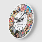 Grande Horloge Ronde Motif Marbre blanc en pierre (Angle)