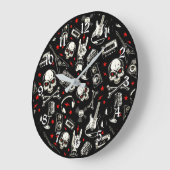 Grande Horloge Ronde Motif métallique lourd rétro (Angle)