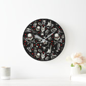 Grande Horloge Ronde Motif métallique lourd rétro (Maison)