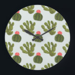 Grande Horloge Ronde Motif mignon de cactus de la collection | de<br><div class="desc">Appréciez ce motif mignon créatif frais de cactus sur un morceau de produit ou de wallart pour augmenter et s'ajouter au monde autour de vous. Artiste : Victoria Borges</div>