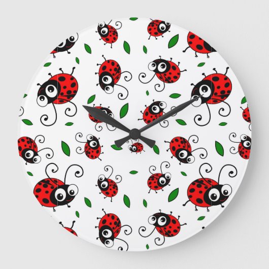 Grande Horloge Ronde Motif mignon de coccinelle (Recto)