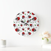 Grande Horloge Ronde Motif mignon de coccinelle (Maison)