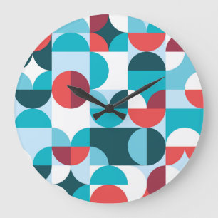 Grande Horloge Ronde Motif minimaliste des années 70 rétro