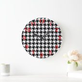 Grande Horloge Ronde Motif noir et blanc Houndstooth (Maison)