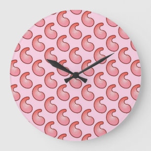 Grande Horloge Ronde Motif paisley corail et rose