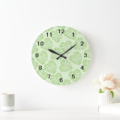 Grande Horloge Ronde Motif Pale Green Leaf. (Maison)