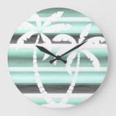 Grande Horloge Ronde Motif Pastel Mint Green Grey (Recto)