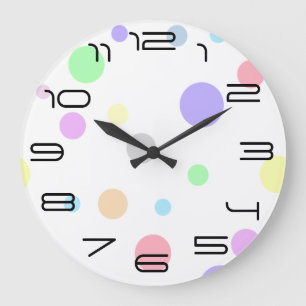 Grande Horloge Ronde Motif Pastel Polka Dot