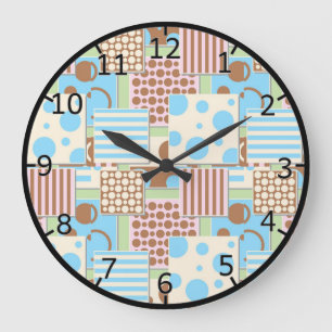 Grande Horloge Ronde Motif Patchwork