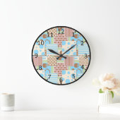 Grande Horloge Ronde Motif Patchwork (Maison)