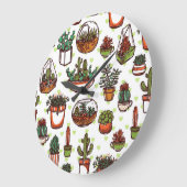 Grande Horloge Ronde motif plante (Angle)