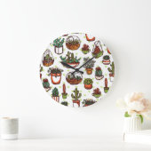 Grande Horloge Ronde motif plante (Maison)