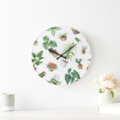 Grande Horloge Ronde motif plante (Maison)