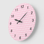 Grande Horloge Ronde Motif Pois rose et blanc. (Angle)