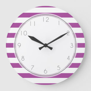 Grande Horloge Ronde Motif pourpre de rayures