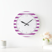 Grande Horloge Ronde Motif pourpre de rayures (Maison)