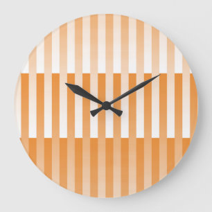 Grande Horloge Ronde Motif rayé orange et blanc