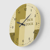 Grande Horloge Ronde Motif Rectangle Abstrait beige (Angle)