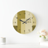 Grande Horloge Ronde Motif Rectangle Abstrait beige (Maison)