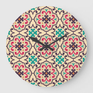 Grande Horloge Ronde Motif rétro : papier peint, design textile