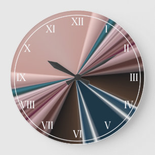 Grande Horloge Ronde Motif rose , mélange Turquoise, dégradé
