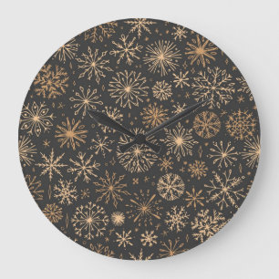 Grande Horloge Ronde Motif Snowflake