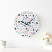 Grande Horloge Ronde Motif Space Doodle (Maison)