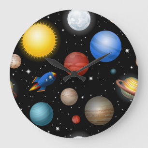 Grande Horloge Ronde Motif spatial