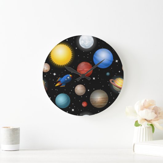 Grande Horloge Ronde Motif spatial (Maison)
