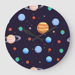 Grande Horloge Ronde Motif spatial