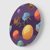 Grande Horloge Ronde Motif spatial (Angle)