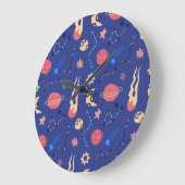 Grande Horloge Ronde Motif spatial (Angle)