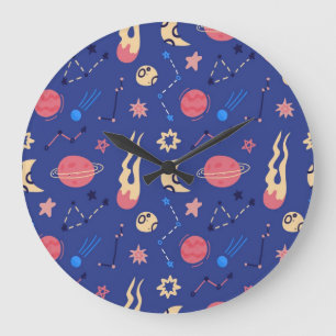Grande Horloge Ronde Motif spatial