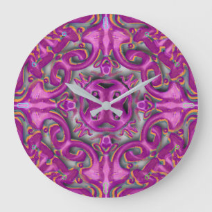 Grande Horloge Ronde Motif symétrique (comme les azulejos)