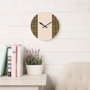 Grande Horloge Ronde Motif Tebeb Éthiopien